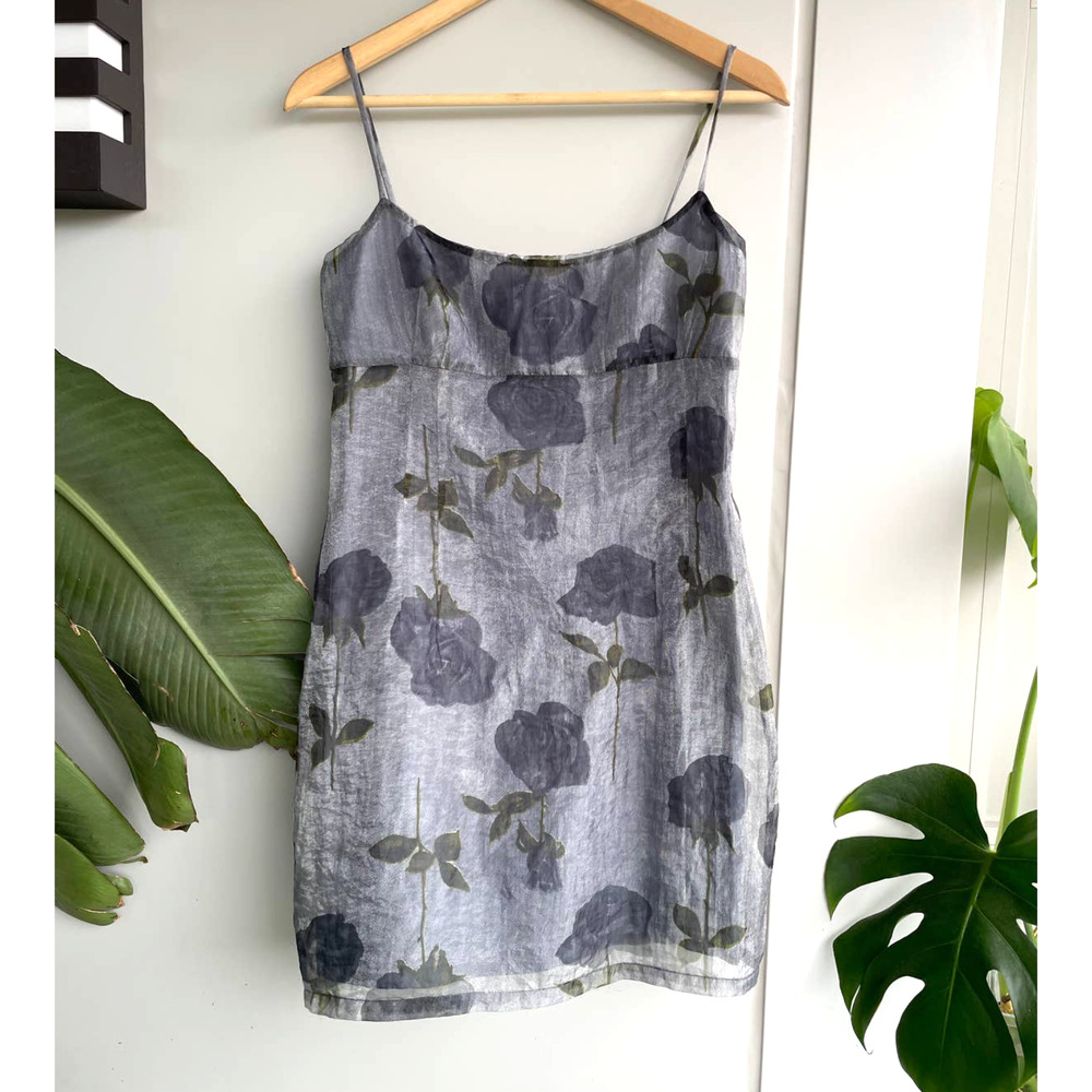 vintage y2k LAUNDRY SHELLI SEGAL gauzy floral 90s cocktail dress